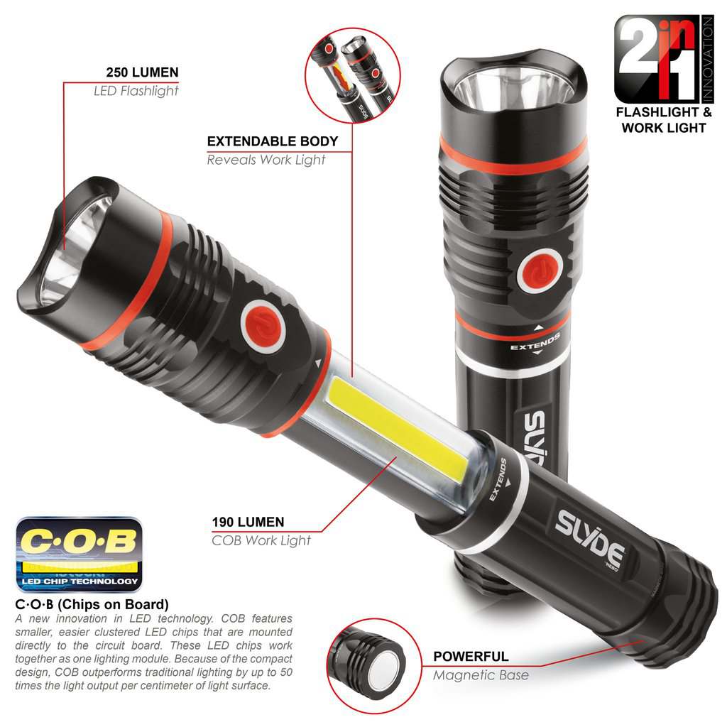 NEBO SLYDE Flash & Work Light 2-in-1 250lm/190lm