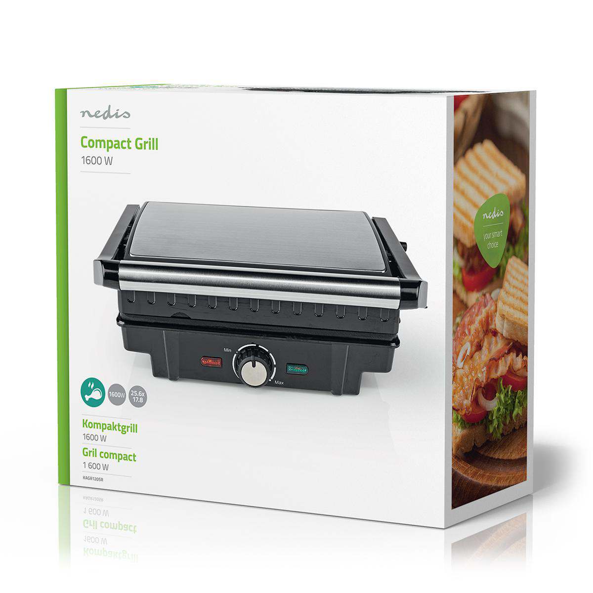 Nedis Compact Grill - 1600 W - Aluminium - Image 5
