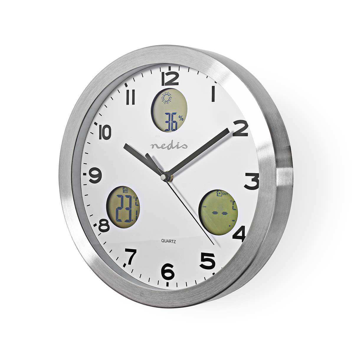 Weather Station Wall Clock Indoor Outdoor Hygrometer Nedis