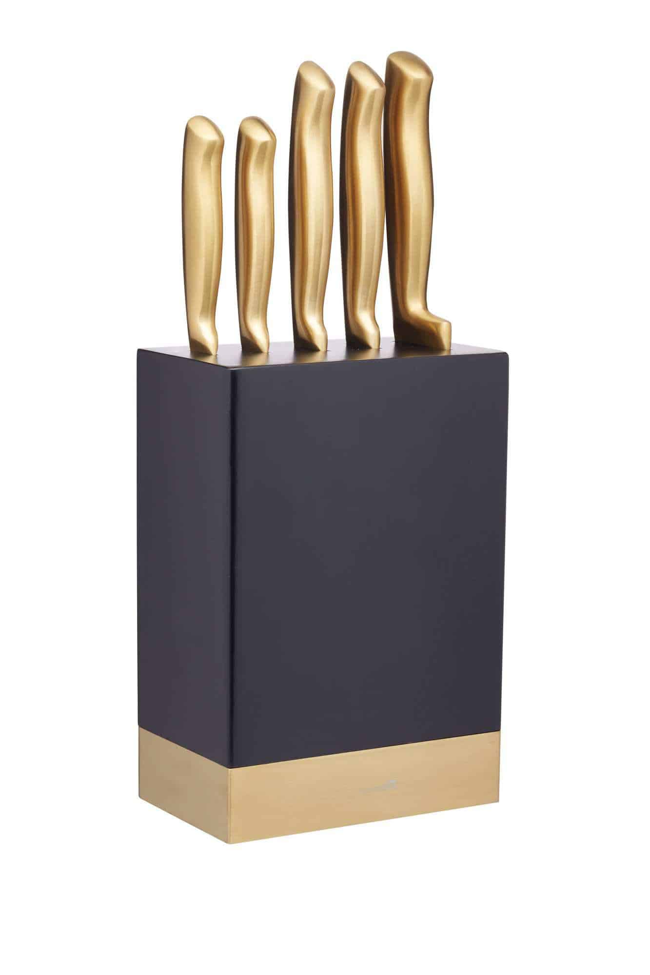 Brass Copper Colour Kitchen Knife Set with Block MasterClass