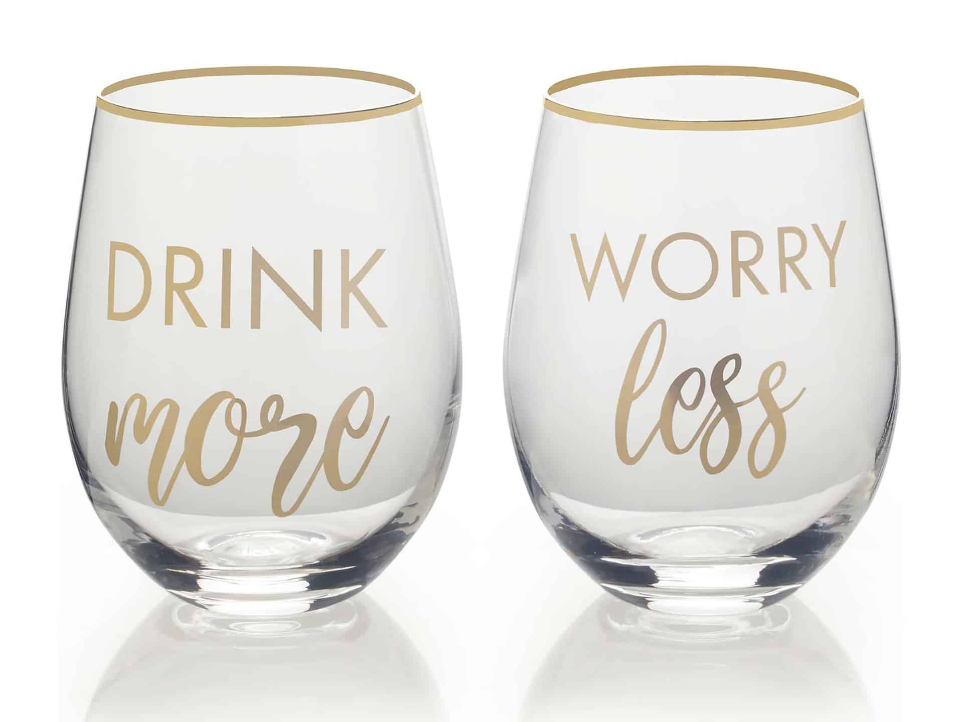 Stemless Wine Glass Funny Text Mikasa Cheers