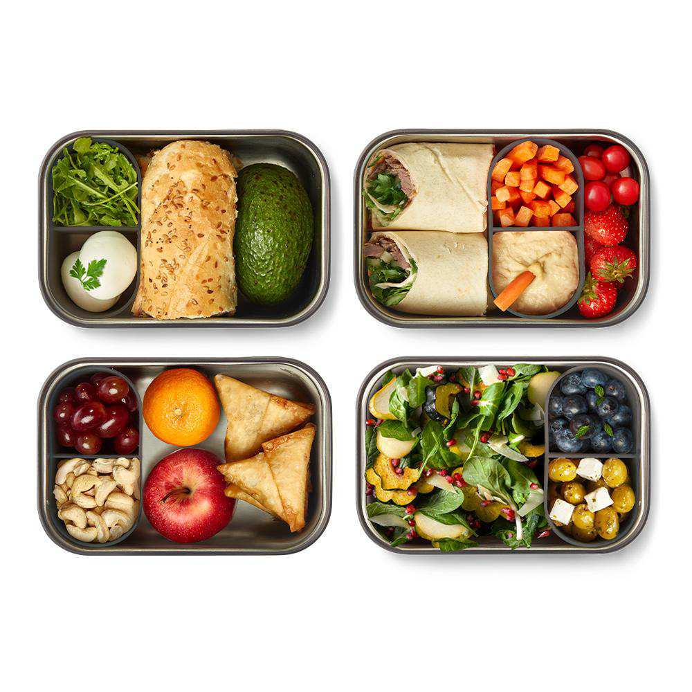 Sandwich Box Lunch Steel Wood Plate Black Blum