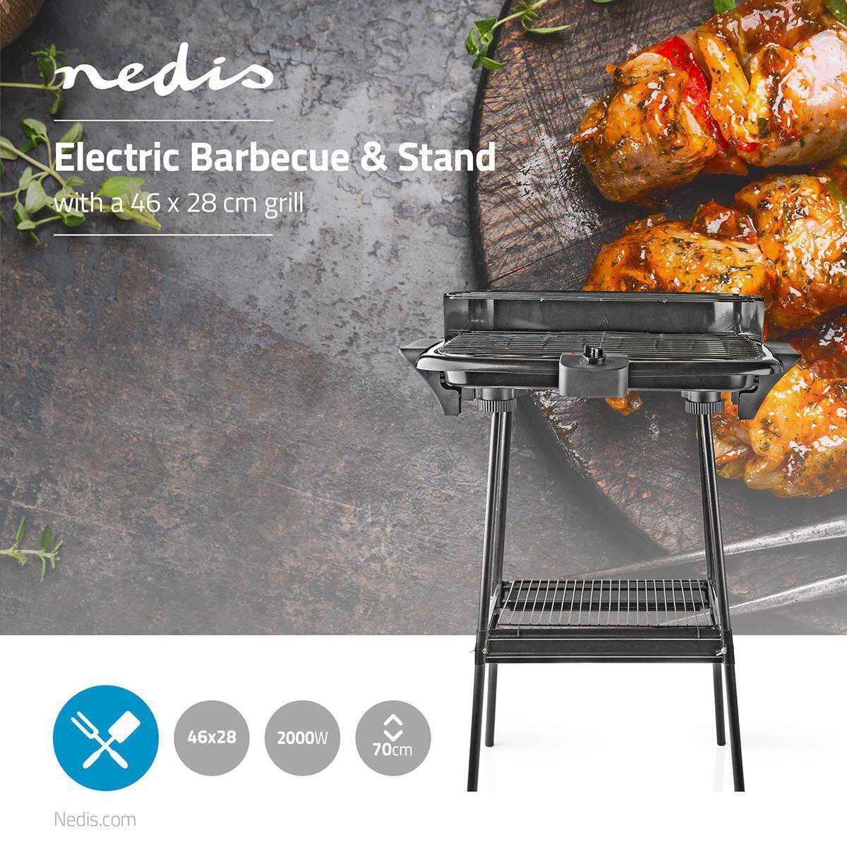 Nedis Electric Table BBQ Grill with Stand
