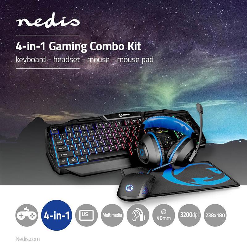 Nedis Gaming Combo Kit 4-in-1 – LED – US / QWERTY