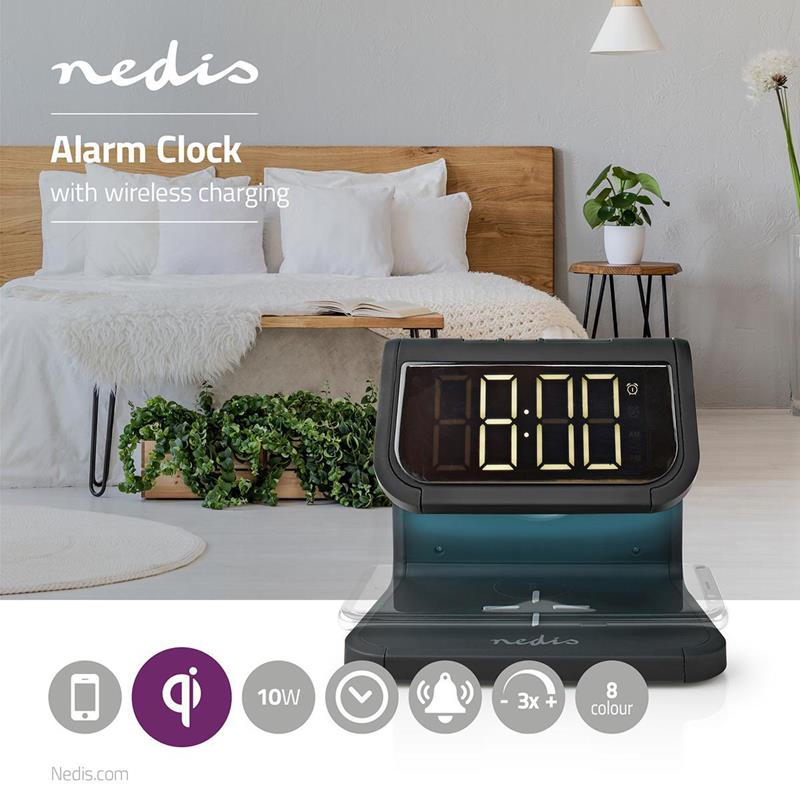 Nedis Alarm Clock with QI Wireless Charging