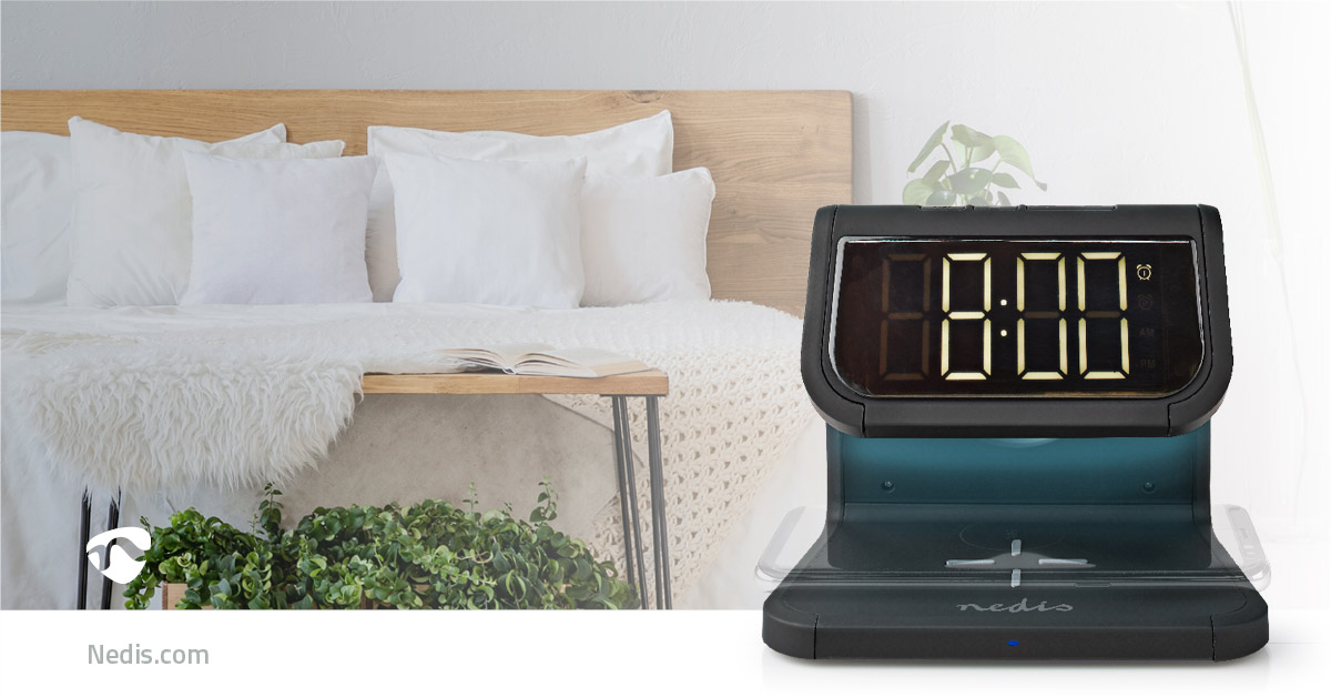 Nedis Alarm Clock with QI Wireless Charging
