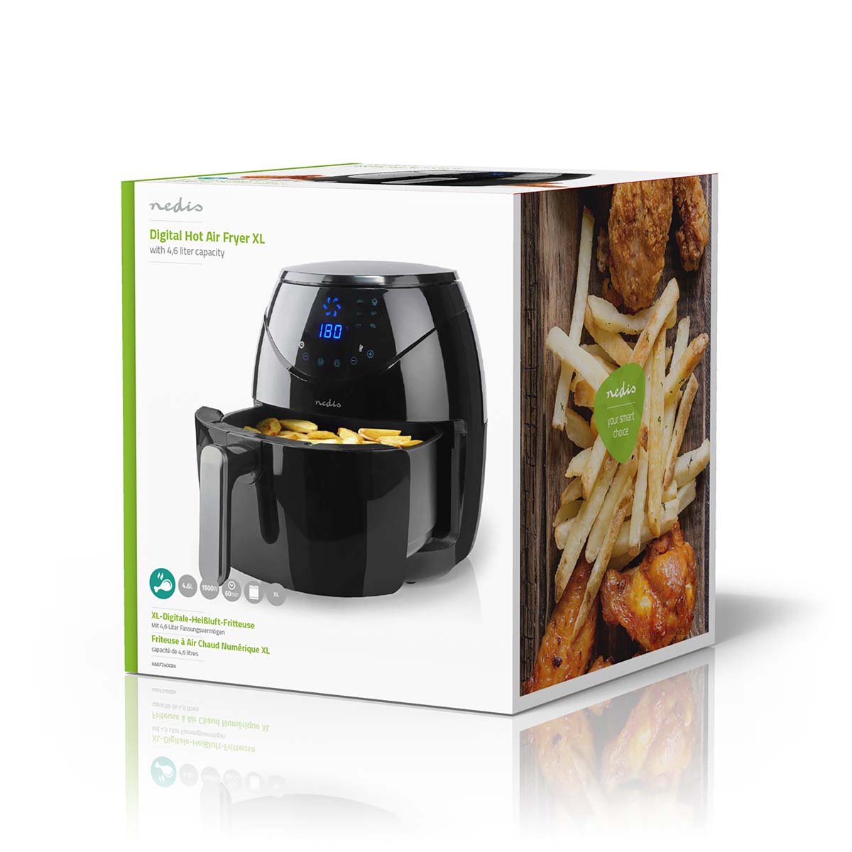 Nedis Hot Air Fryer 4.6L – Timer 60min Digital