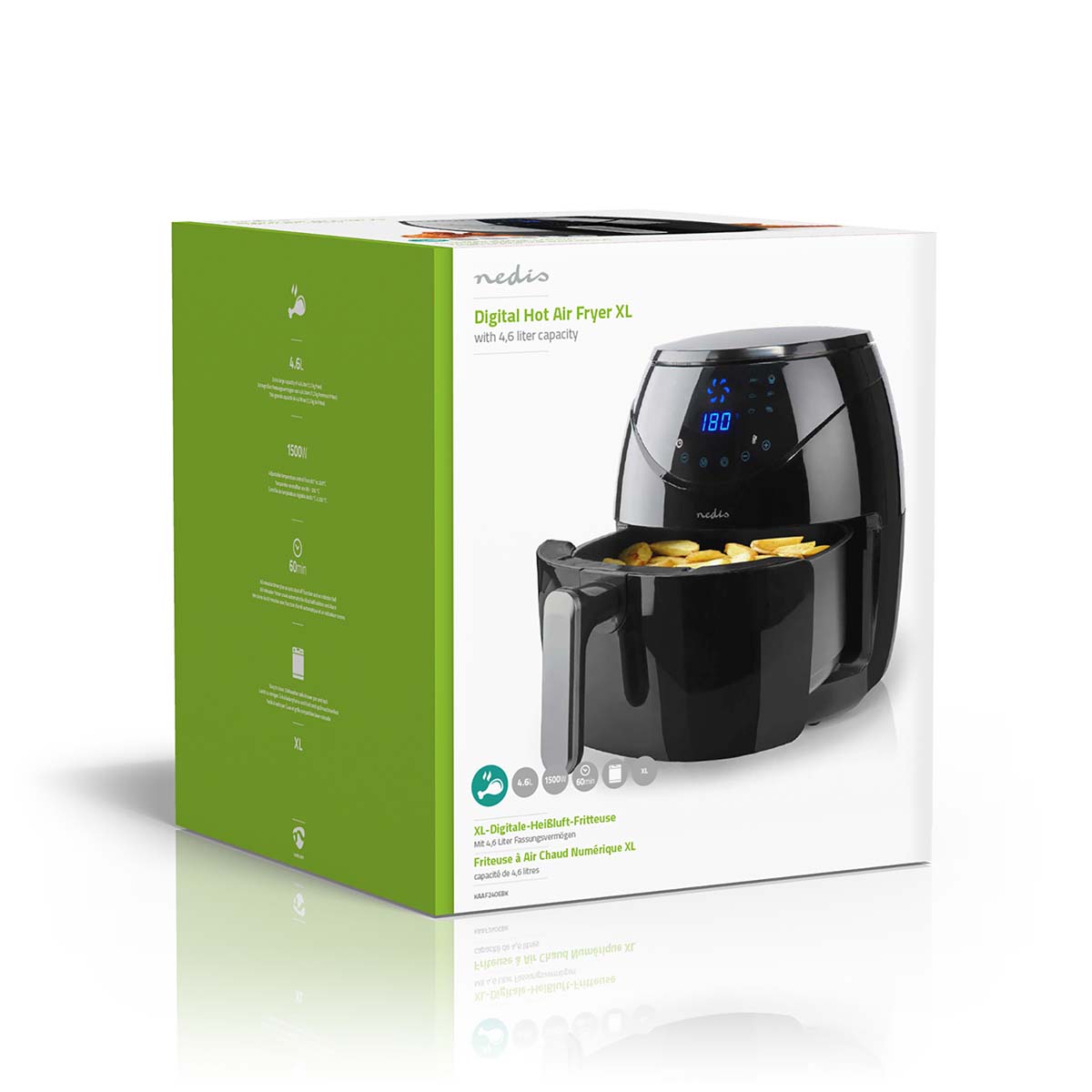Nedis Hot Air Fryer 4.6L – Timer 60min Digital