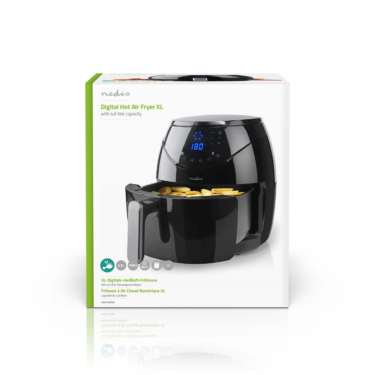 Nedis Hot Air Fryer 4.6L – Timer 60min Digital