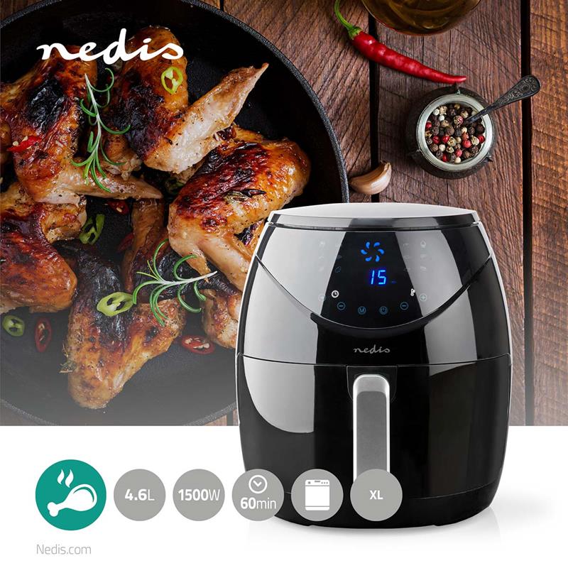 Nedis Hot Air Fryer 4.6L – Timer 60min Digital