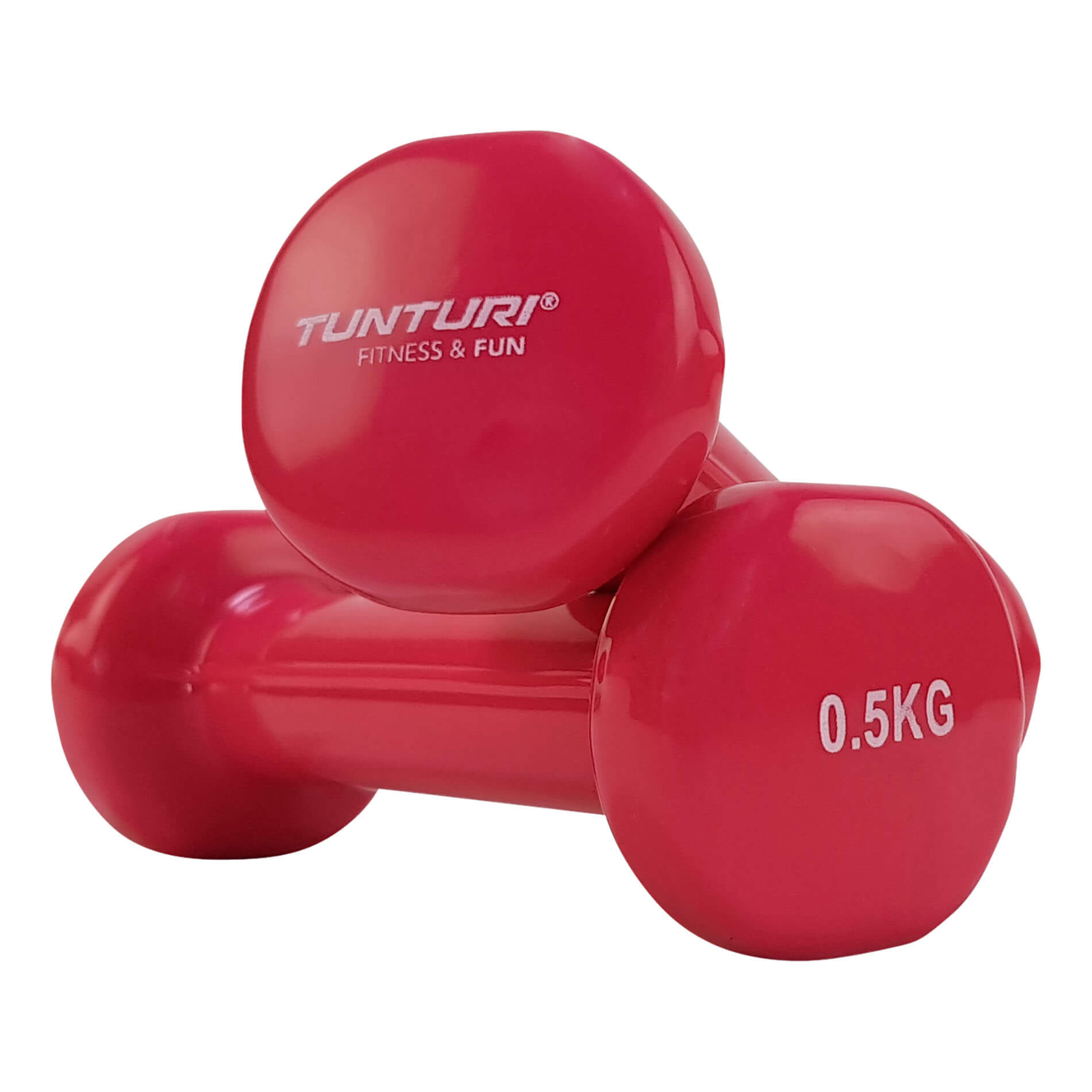 Tunturi Vinyl Dumbbells 0.5kg, Pink, Pair - Image 3