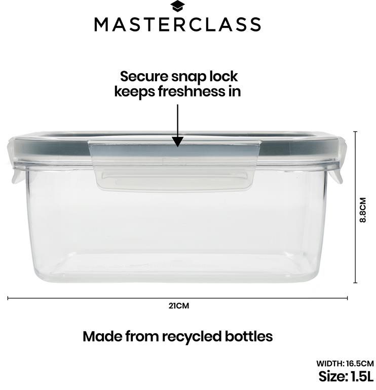 MasterClass Eco Snap Food Storage Container - 1.5L Rectangle - Image 8