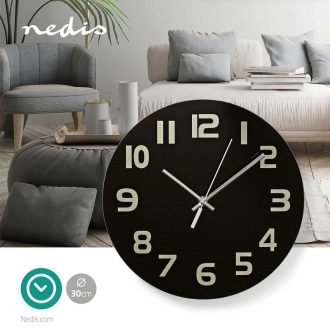 Nedis Wall Clock Glass 30cm - Black