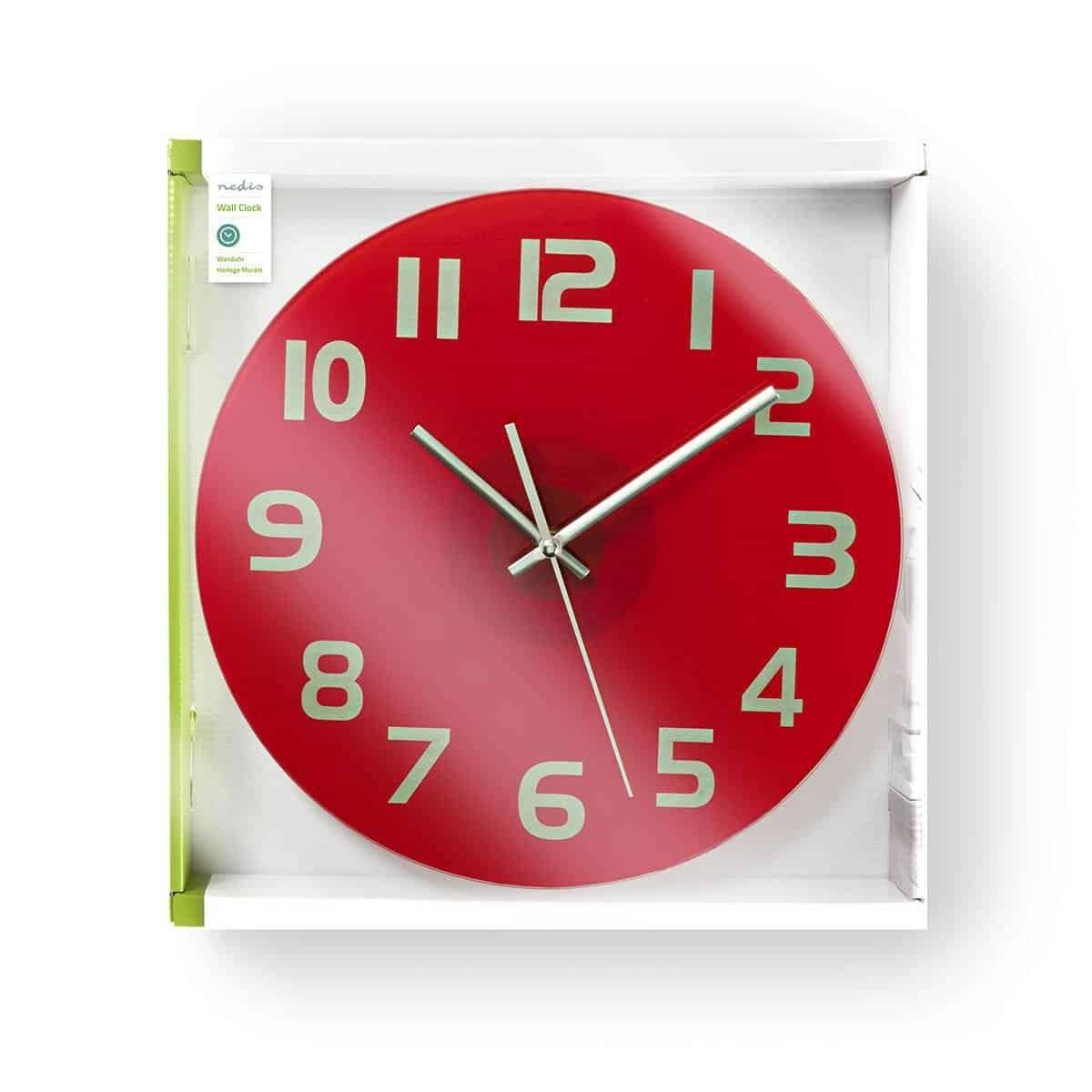 Nedis Wall Clock Glass 30cm - Red