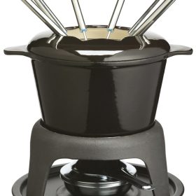 MasterClass Cast Iron Enamelled Fondue Set - Black