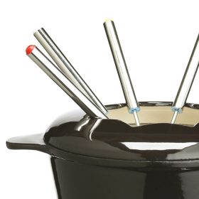 MasterClass Cast Iron Enamelled Fondue Set - Black