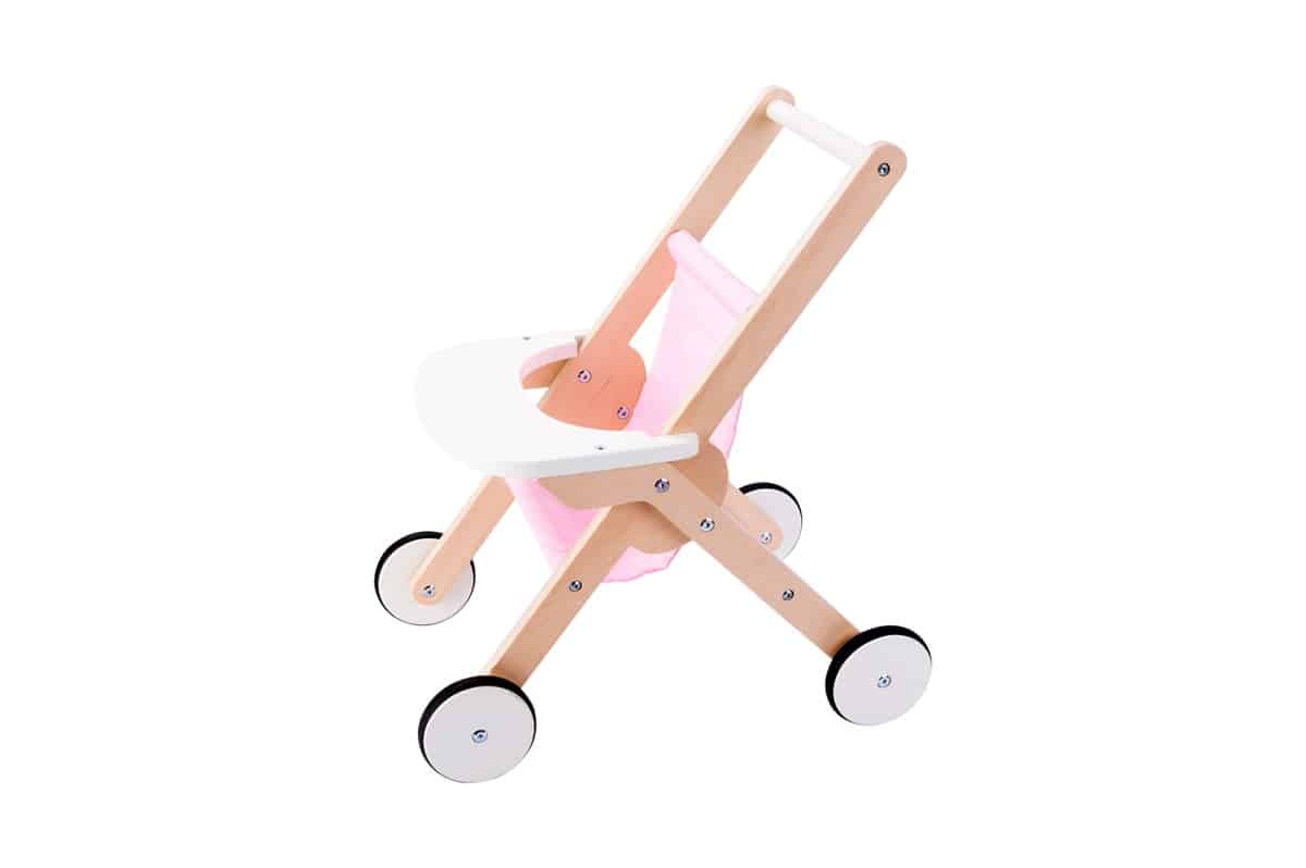 Angel Toys Doll Stroller Wooden - Pink