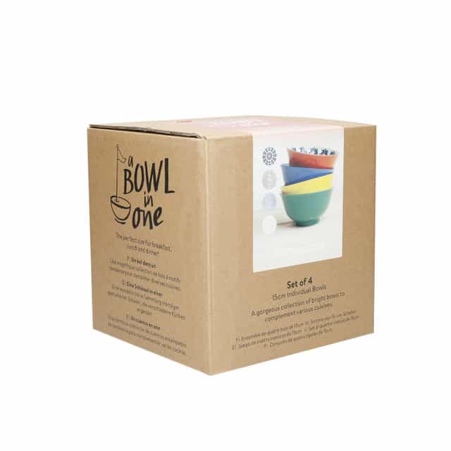 KitchenCraft Ceramic Cereal Bowl WOF Design - set 4 pcs