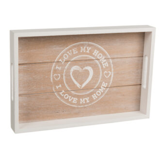 Out of the Blue Wooden Serving Tray Set I Love my Home 2pcs.