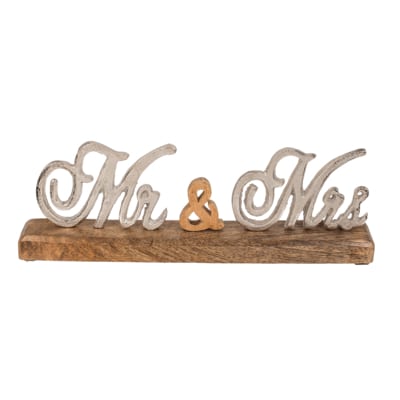 Out of the Blue Wooden Base with Metal Letters - Mr & Mrs