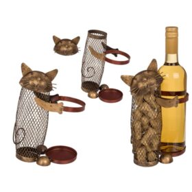 Out of the Blue Metal Bottle Holder Hugging Cat