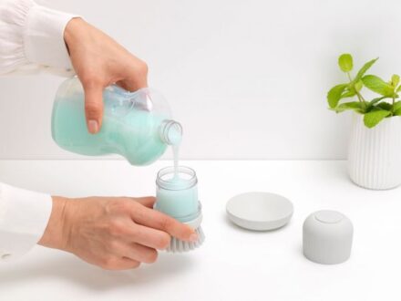 Brabantia Soap Dispensing Dish Brush - Light Grey