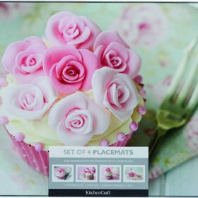 The Kitchen Craft Cupcake Cork Back Laminated Placemats are a set of 4 placemats that are made of cork and laminated.
