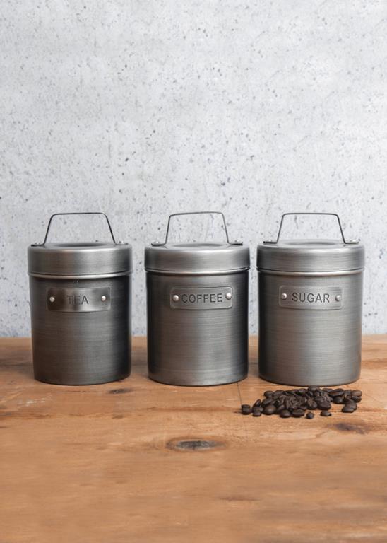 Industrial Kitchen Canisters Vintage Style Metal – Set 3pcs