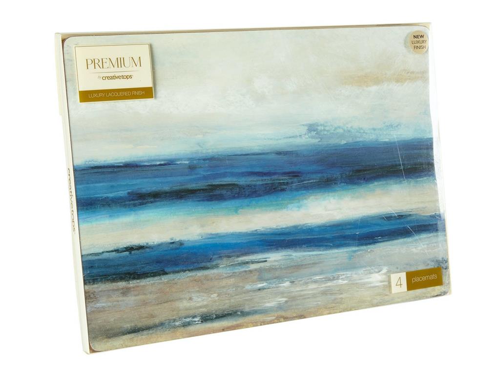 Creative Tops Large Premium Placemats Set – Blue Abstract