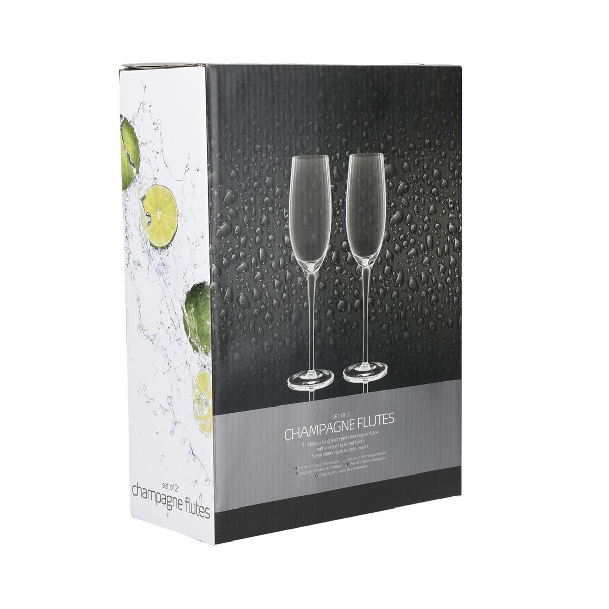 BarCraft Ridged Champagne Flutes Set - 2pcs - Image 4