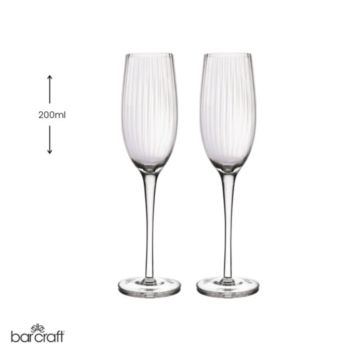 BarCraft Ridged Champagne Flutes Set - 2pcs - Image 2