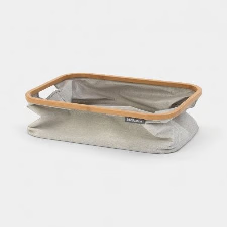 Brabantia Foldable Laundry Basket 40L. - Grey | Bamboo Ring - Image 3