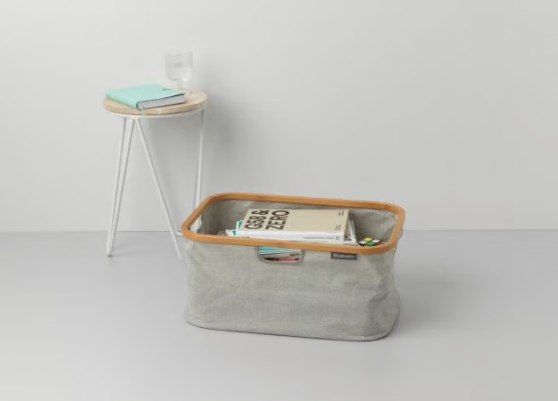Brabantia Foldable Laundry Basket 40L. - Grey | Bamboo Ring - Image 4