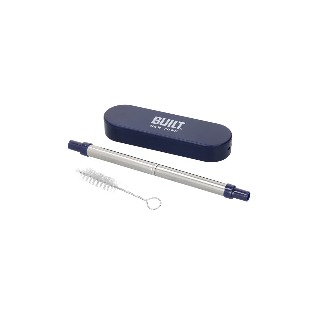 BUILT Retractable Straw with Case Stainless Steel