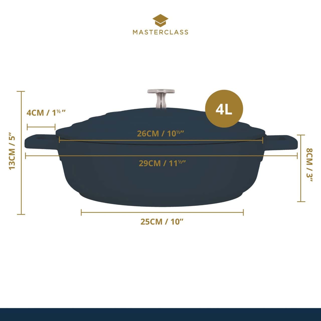 MasterClass Cast Aluminium Casserole 4L. - Ombre Grey