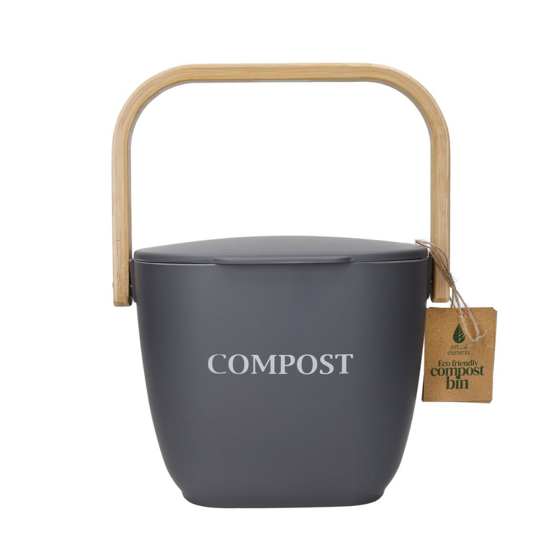 Natural Elements Bamboo Kitchen Compost Bin - Grey